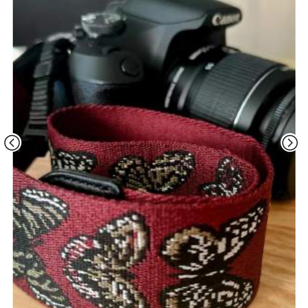 BOGO‼️Butterfly Patterned Camera Strap - Burgundy and Black